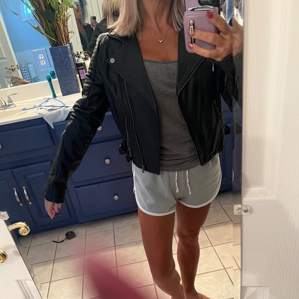 Guess Moto Black Leather Jacket S/P